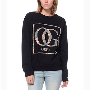 Obey floral pullover crew neck sweatshirt